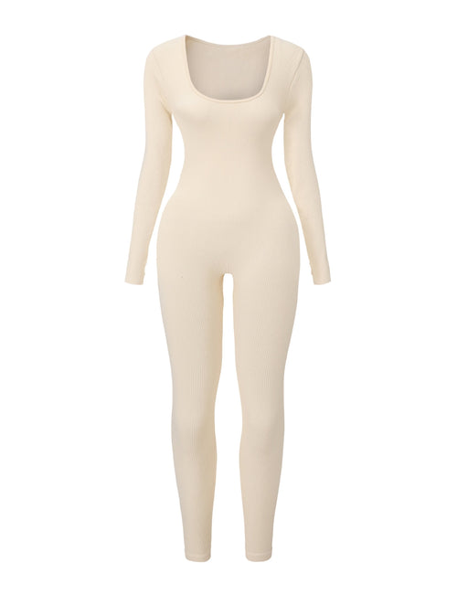 Ribbed Square Neck Jumpsuit