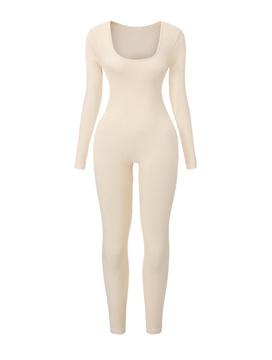 Ribbed Square Neck Jumpsuit