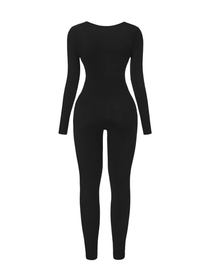 Ribbed Square Neck Jumpsuit