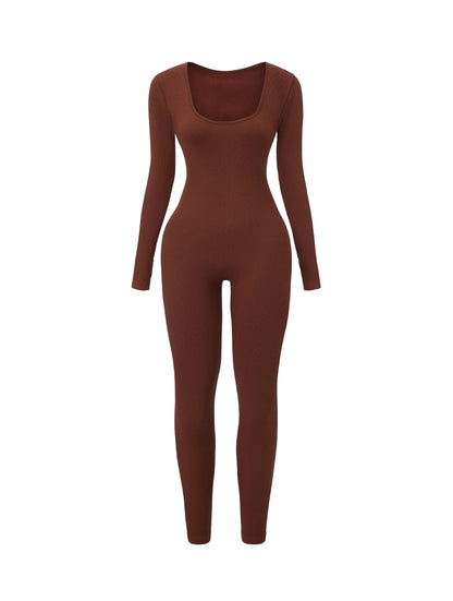 Ribbed Square Neck Jumpsuit