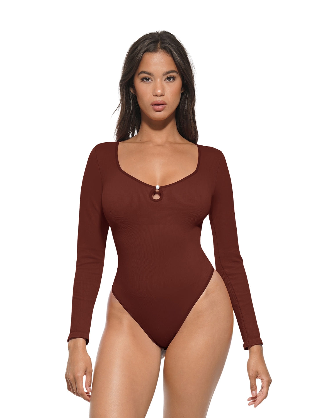 Hollow Scoop Neck Thong Bodysuit