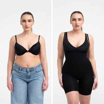 Bodysuit sculpting shapewear with open bust