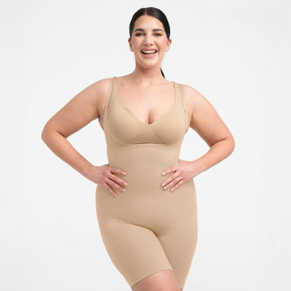 Bodysuit sculpting shapewear with open bust