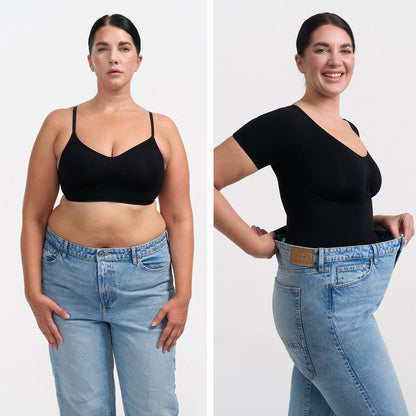 T-shirt bodysuit sculpting shapewear with string