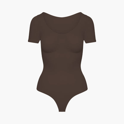 T-shirt bodysuit sculpting shapewear with string