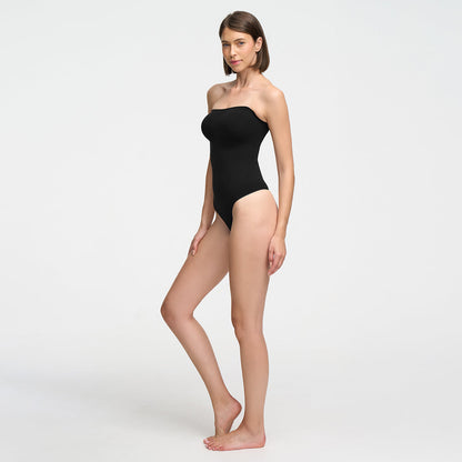 Strapless bodysuit sculpting shapewear with thong