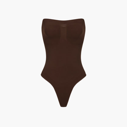 Strapless bodysuit sculpting shapewear with thong