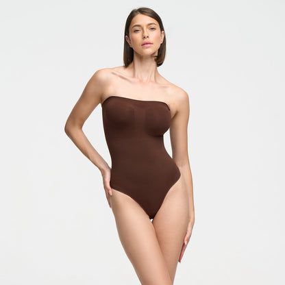 Strapless bodysuit sculpting shapewear with thong