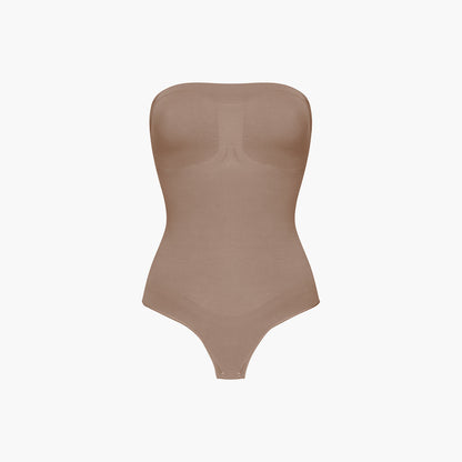 Strapless bodysuit sculpting shapewear with thong
