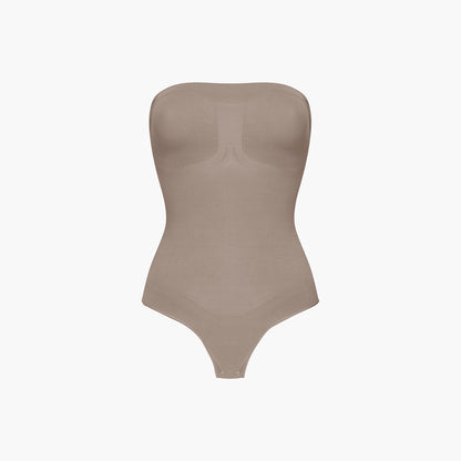Strapless bodysuit sculpting shapewear with thong