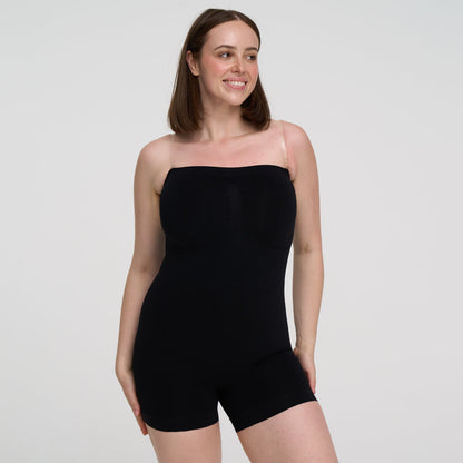 Strapless bodysuit sculpting shapewear with shorts
