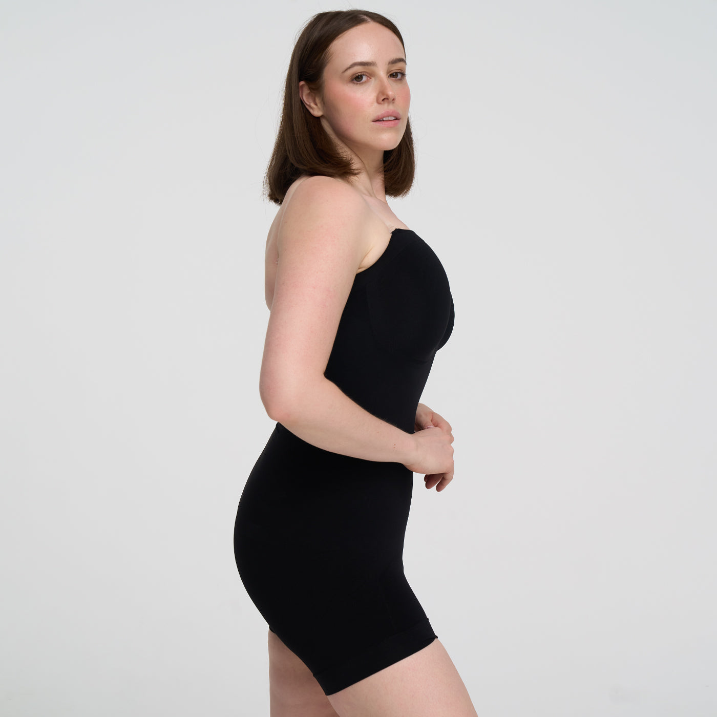 Strapless bodysuit sculpting shapewear with shorts