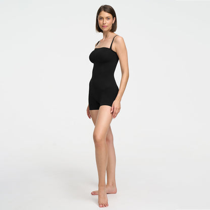 Strapless bodysuit sculpting shapewear with shorts