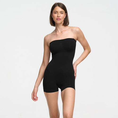 Strapless bodysuit sculpting shapewear with shorts