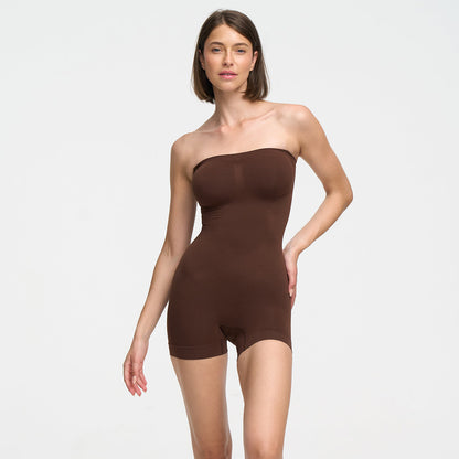 Strapless bodysuit sculpting shapewear with shorts