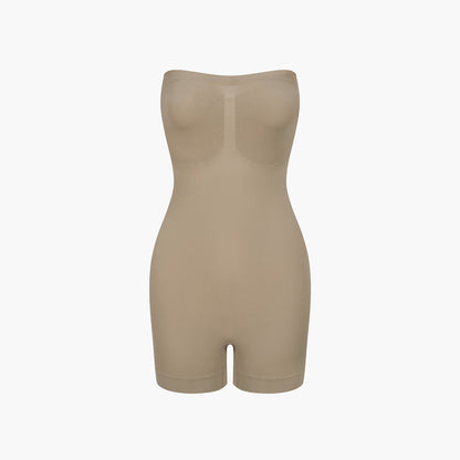 Strapless bodysuit sculpting shapewear with shorts