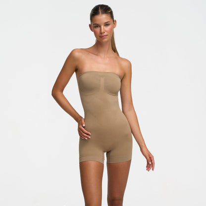 Strapless bodysuit sculpting shapewear with shorts