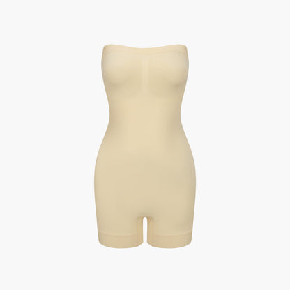 Strapless bodysuit sculpting shapewear with shorts