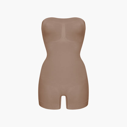 Strapless bodysuit sculpting shapewear with shorts