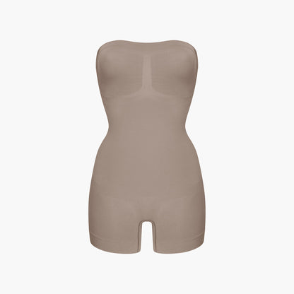 Strapless bodysuit sculpting shapewear with shorts