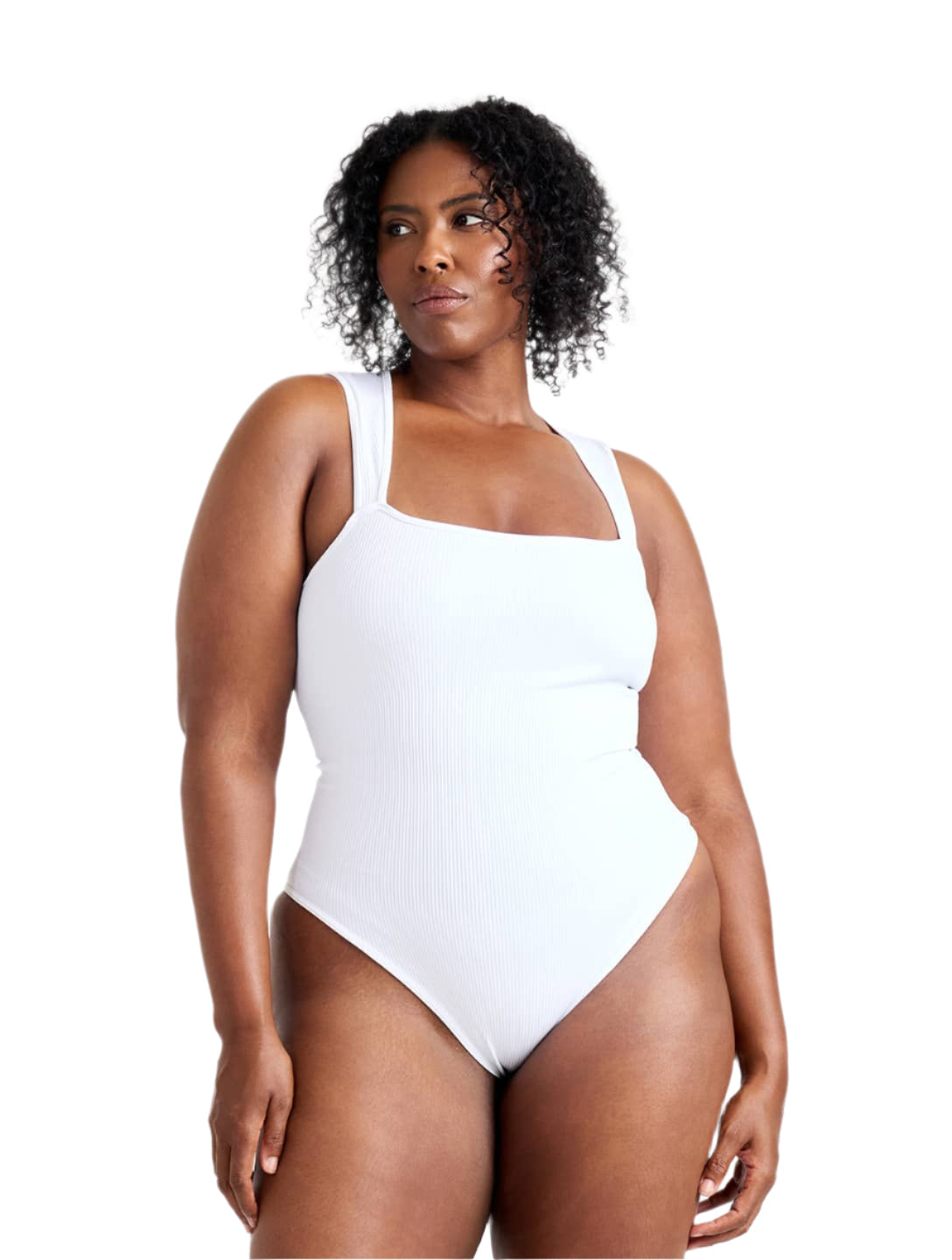 Ribbed Square Neck Shapewear Bodysuit